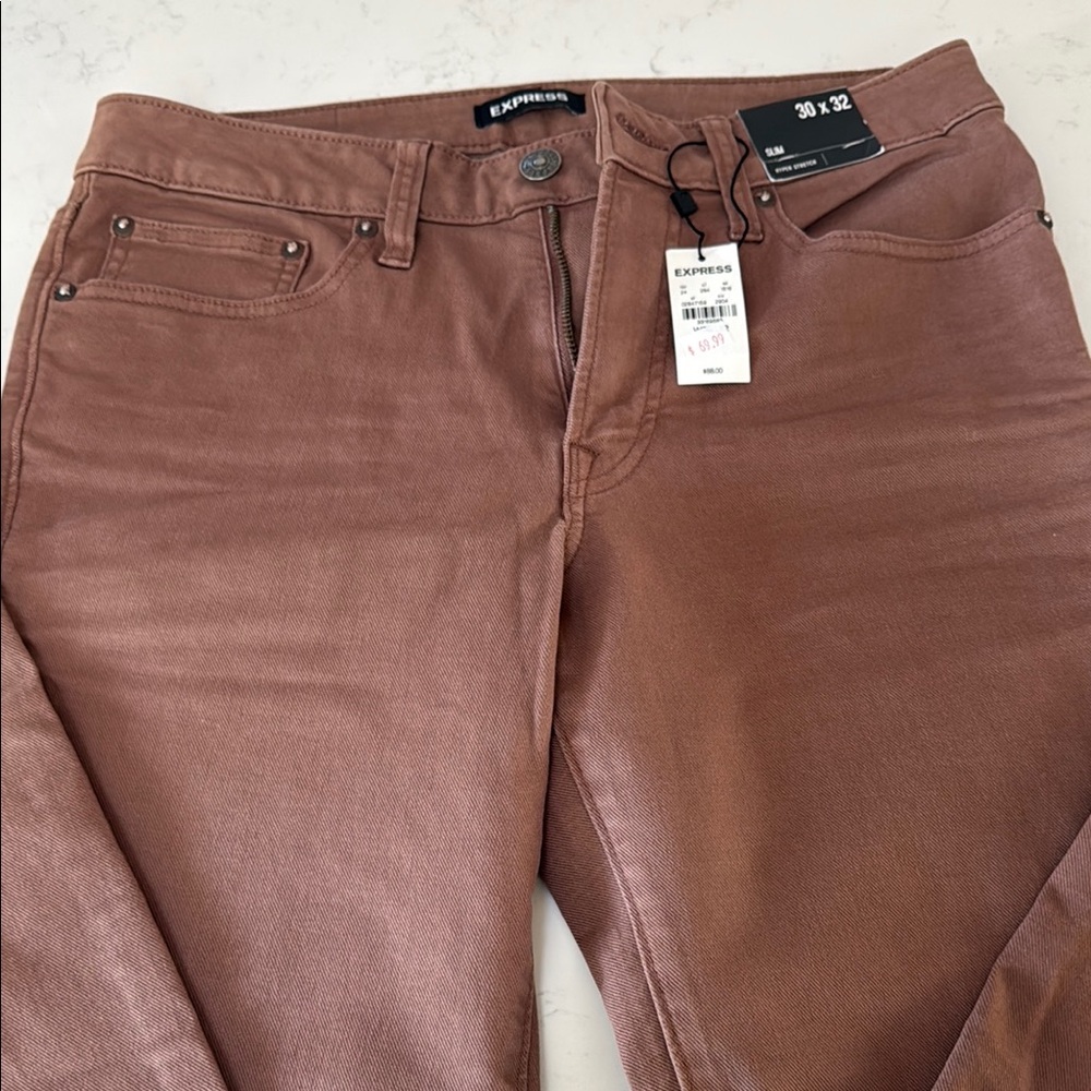 Express Men's Tan Slim Straight Jeans